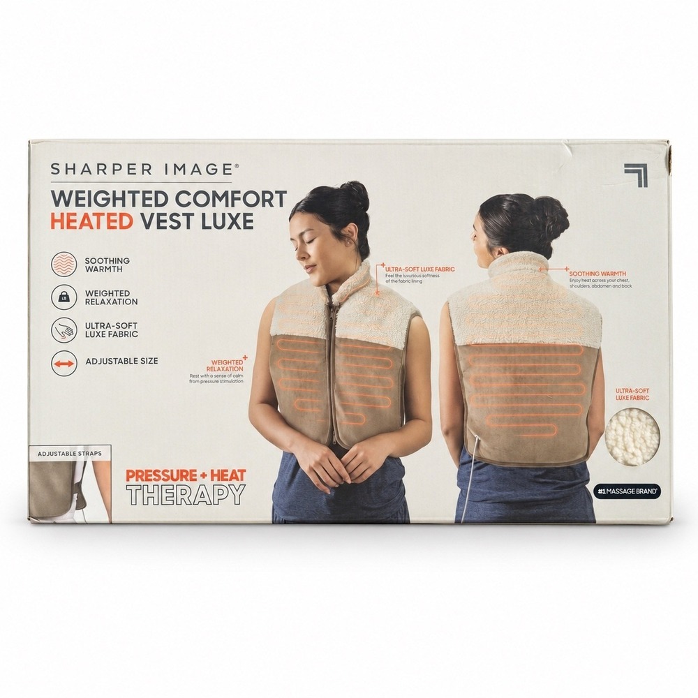 Sharper Image Weighted Comfort Heated Vest Luxe Adjustable Fit Pressure Therapy